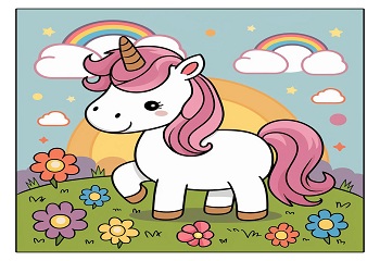 Printable cute unicorn coloring pages